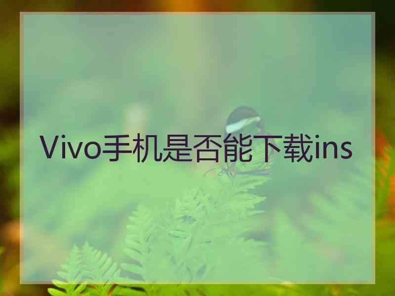 Vivo手机是否能下载ins