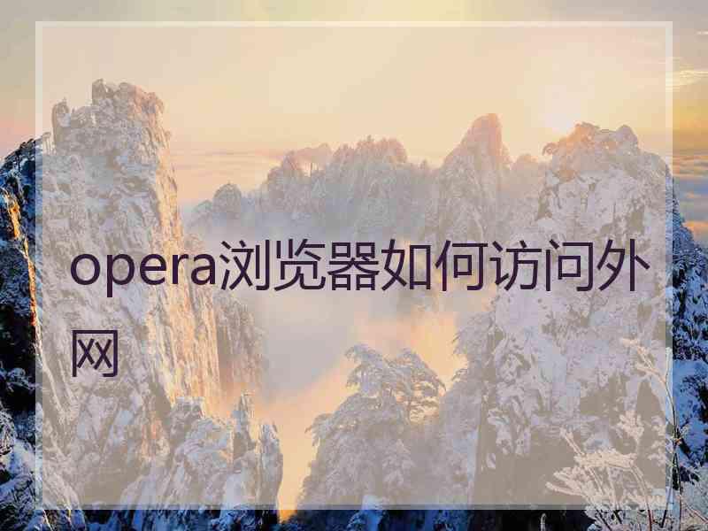 opera浏览器如何访问外网