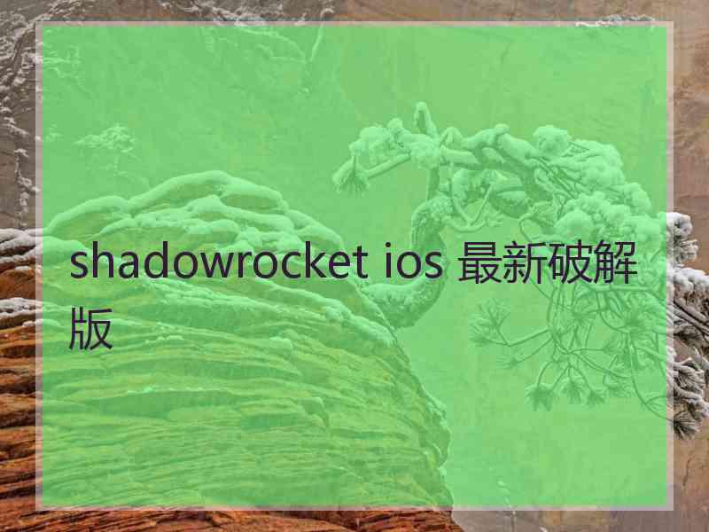 shadowrocket ios 最新破解版
