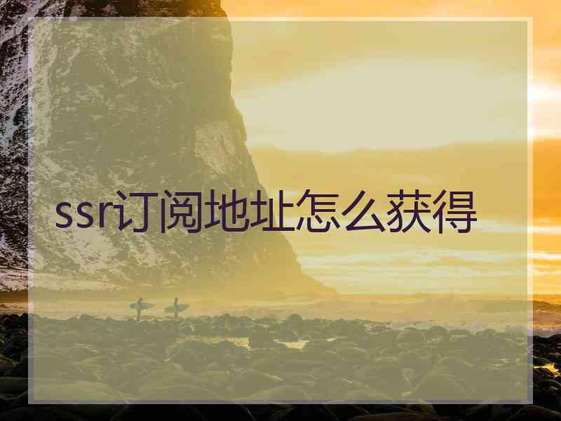 ssr订阅地址怎么获得