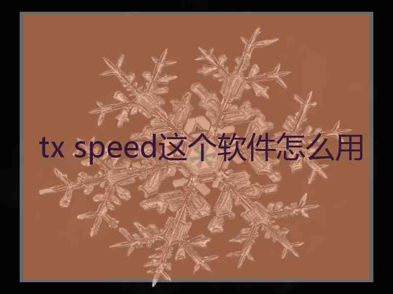 tx speed这个软件怎么用